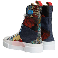 Dolce & Gabbana Multicolor Patchwork Logo High Top Sneakers Shoes