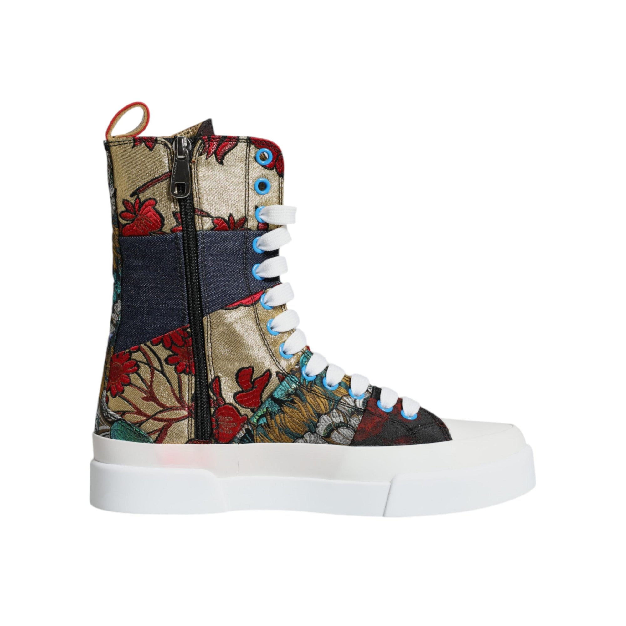 Dolce &amp; Gabbana Multicolor Patchwork Logo High Top Sneakers Shoes