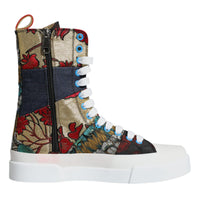 Dolce & Gabbana Multicolor Patchwork Logo High Top Sneakers Shoes