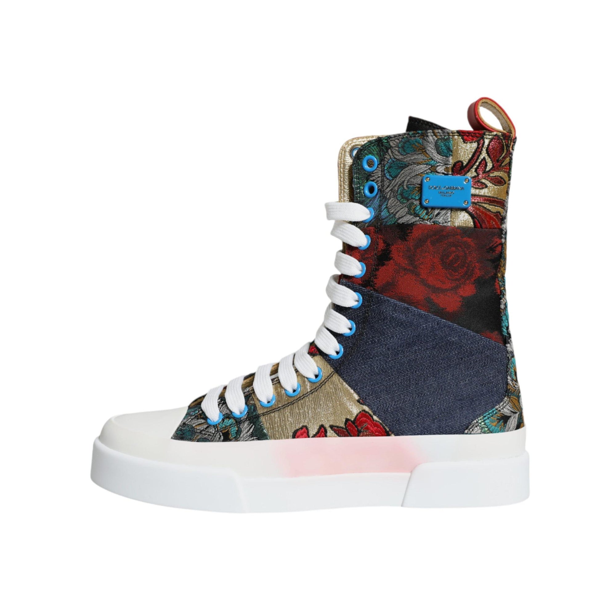 Dolce &amp; Gabbana Multicolor Patchwork Logo High Top Sneakers Shoes