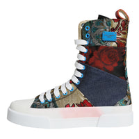 Dolce & Gabbana Multicolor Patchwork Logo High Top Sneakers Shoes