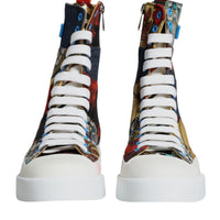 Dolce & Gabbana Multicolor Patchwork Logo High Top Sneakers Shoes