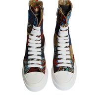 Dolce & Gabbana Multicolor Patchwork Logo High Top Sneakers Shoes