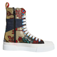 Dolce & Gabbana Multicolor Patchwork Logo High Top Sneakers Shoes