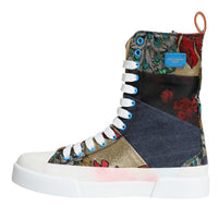 Dolce & Gabbana Multicolor Patchwork Logo High Top Sneakers Shoes