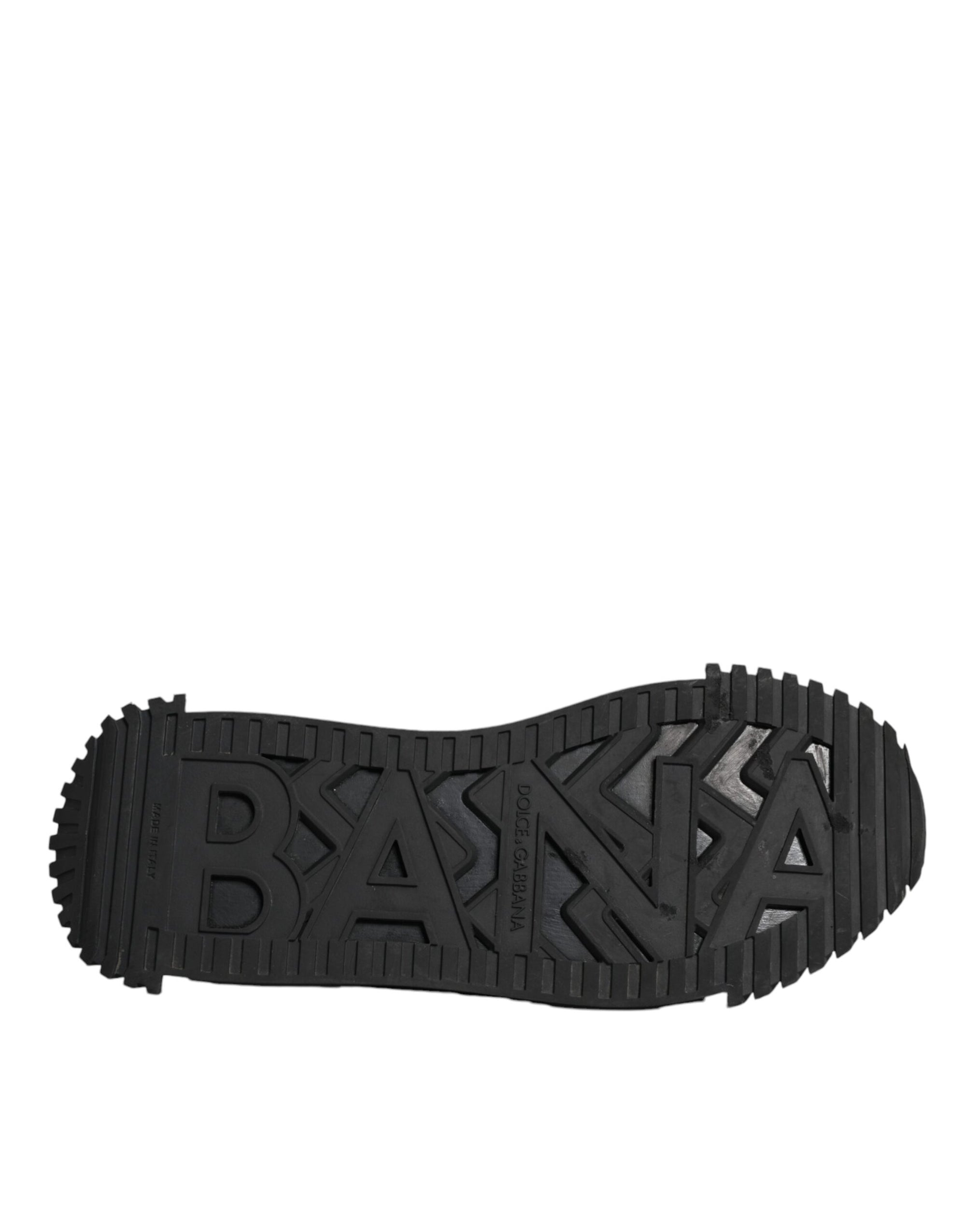 Dolce &amp; Gabbana Black Logo Lace Up Low Top NS1 Sneakers Shoes