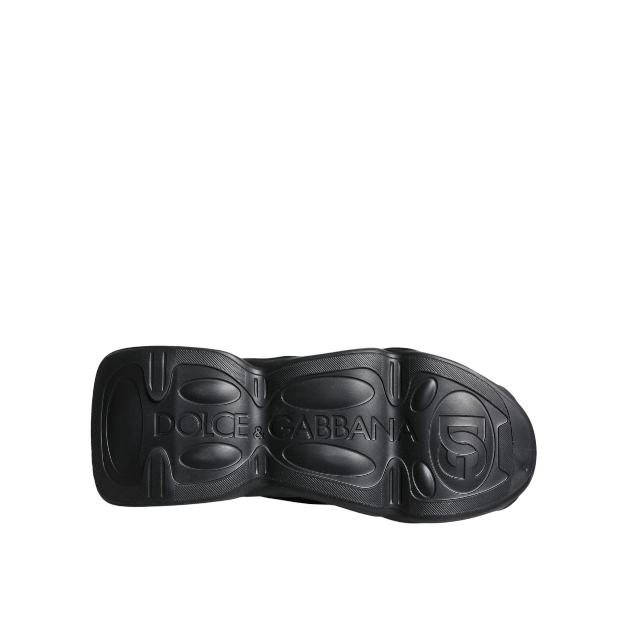 Dolce &amp; Gabbana Black Slip On Wave Socks Sneakers Shoes