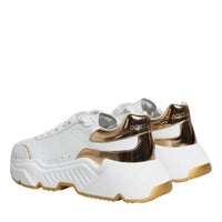 Dolce & Gabbana Gold White Daymaster Low Top Sneakers Shoes