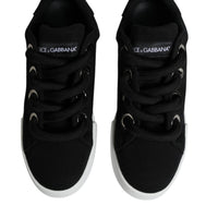 Dolce & Gabbana Black White Portofino Low Top Sneakers Shoes