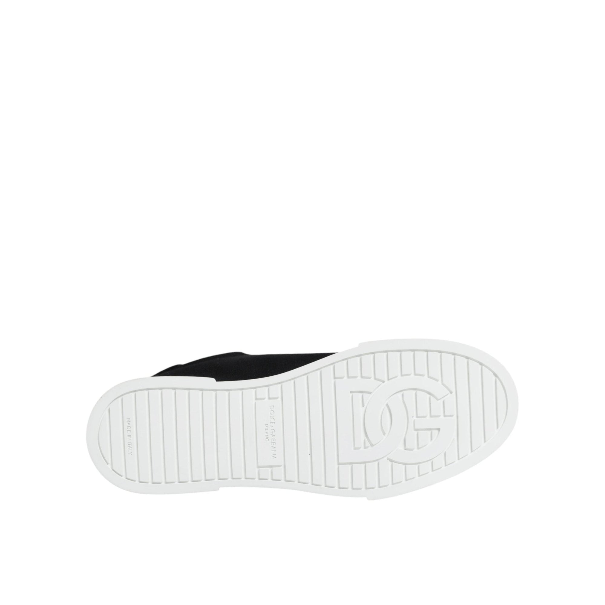 Dolce &amp; Gabbana Black White Portofino Low Top Sneakers Shoes