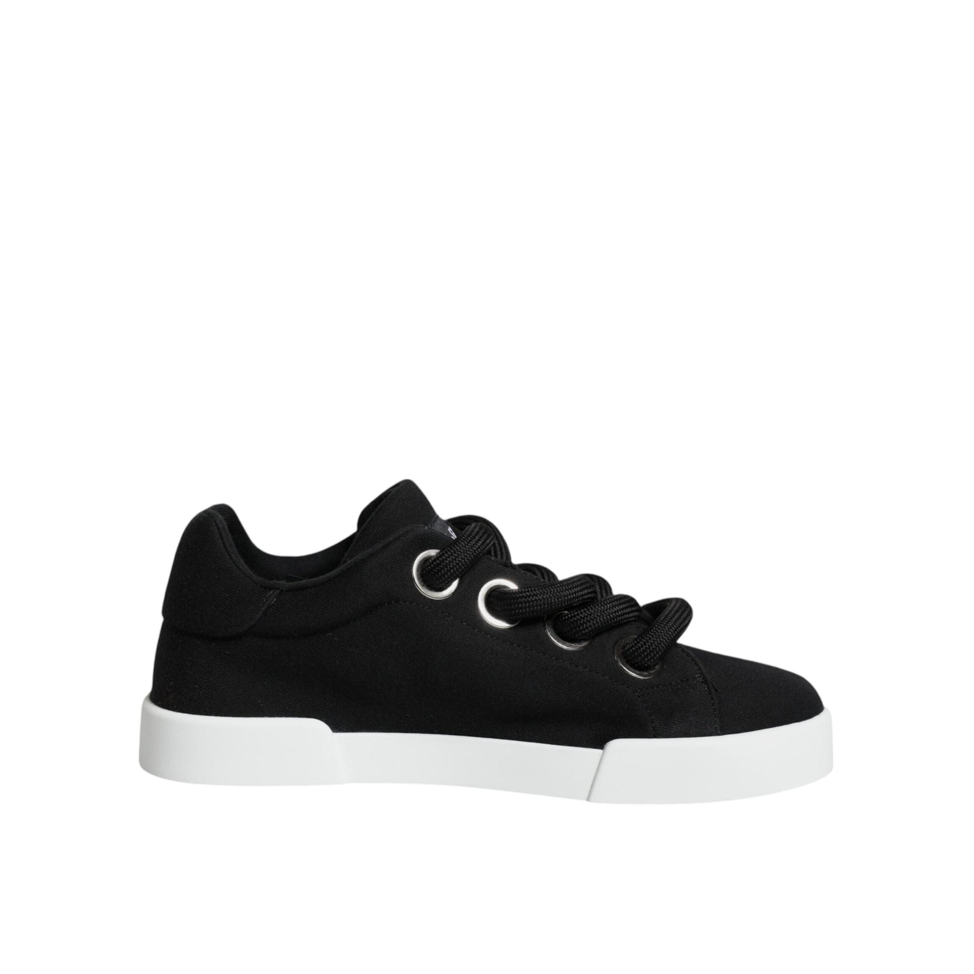 Dolce &amp; Gabbana Black White Portofino Low Top Sneakers Shoes