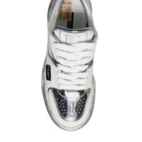 Dolce & Gabbana White Silver Leather Low Top Sneakers Shoes