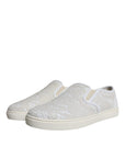 Dolce & Gabbana White Leather Lace Slip On Loafers Shoes