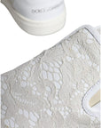 Dolce & Gabbana White Leather Lace Slip On Loafers Shoes