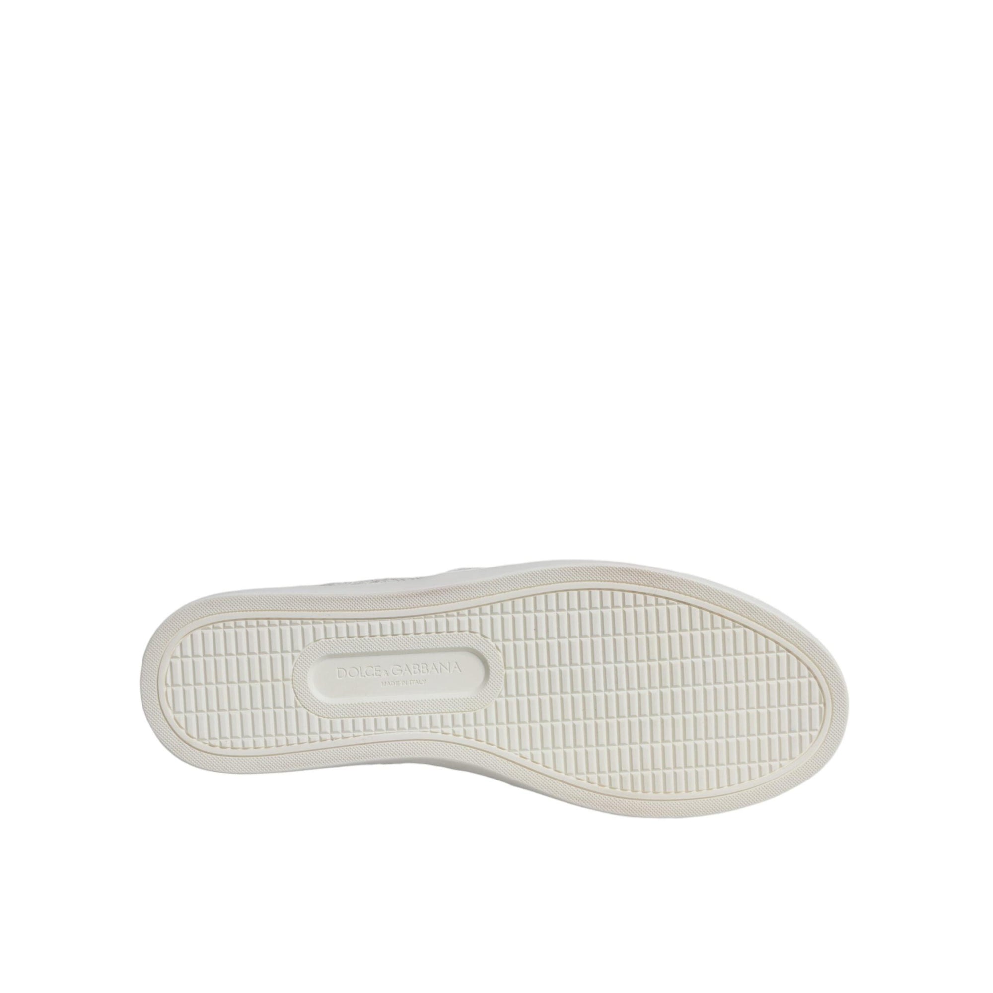 Dolce &amp; Gabbana White Leather Lace Slip On Loafers Shoes