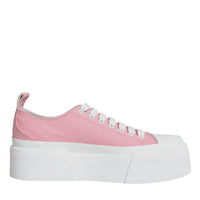 Dolce & Gabbana Pink White Canvas Logo Low Top Sneakers Shoes