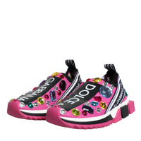 Dolce & Gabbana Pink Sorrento Crystals Low Top Sneakers Shoes