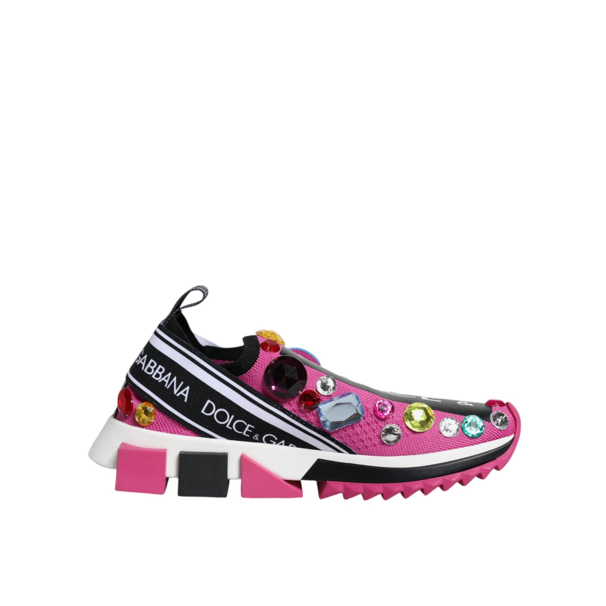 Dolce &amp; Gabbana Pink Sorrento Crystals Low Top Sneakers Shoes