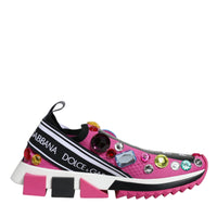 Dolce & Gabbana Pink Sorrento Crystals Low Top Sneakers Shoes