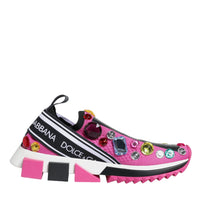 Dolce & Gabbana Pink Sorrento Crystals Low Top Sneakers Shoes