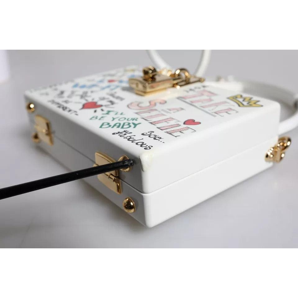 Dolce &amp; Gabbana White Graffiti Print Clutch Crossbody Bag