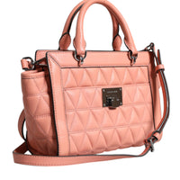 Michael Kors Peach Quilted Leather Logo Crossbody VIVIANNE Messenger Bag