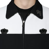 Dolce & Gabbana Black White DG Crown Full Zip Blouson Jacket