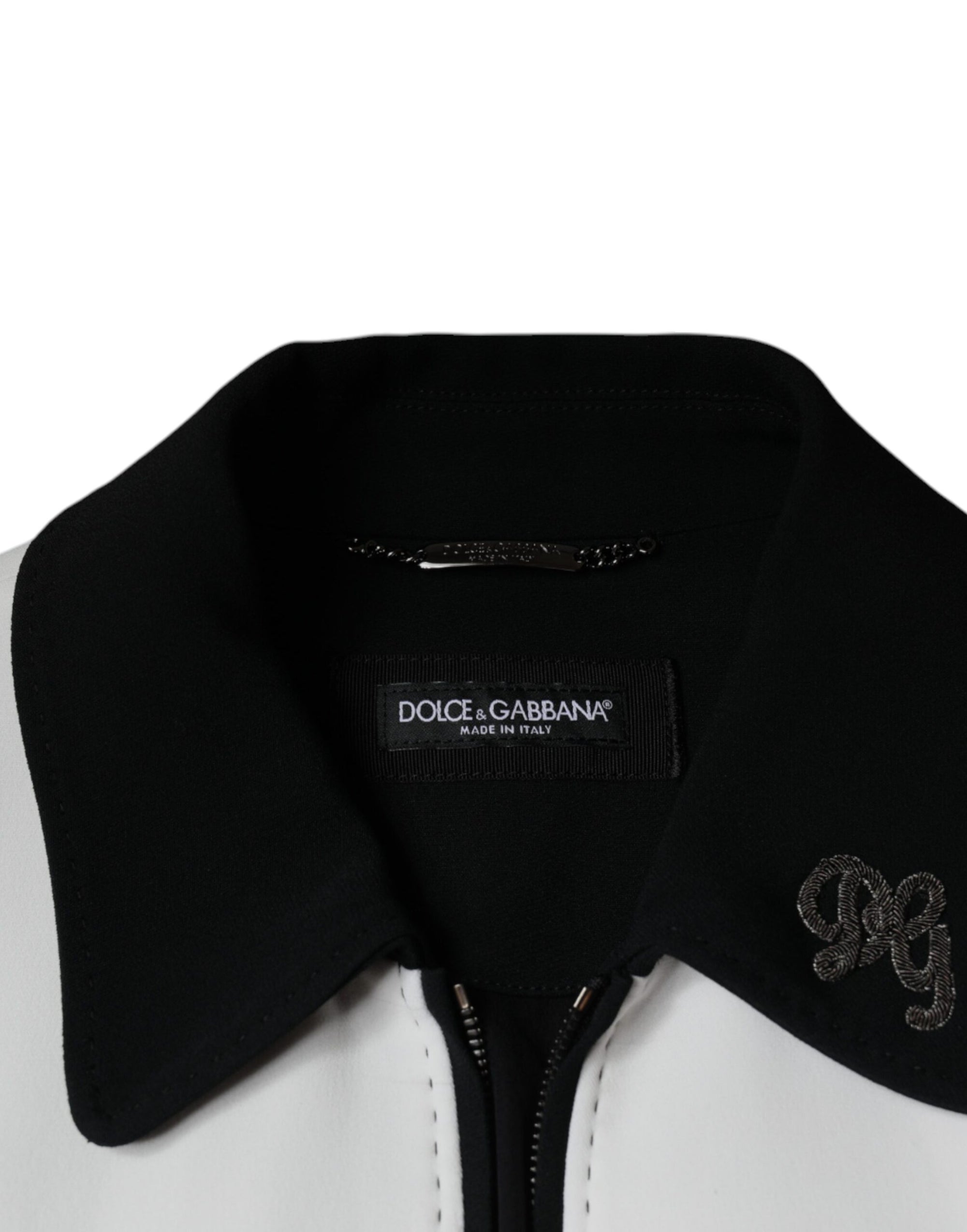 Dolce &amp; Gabbana Black White DG Crown Full Zip Blouson Jacket