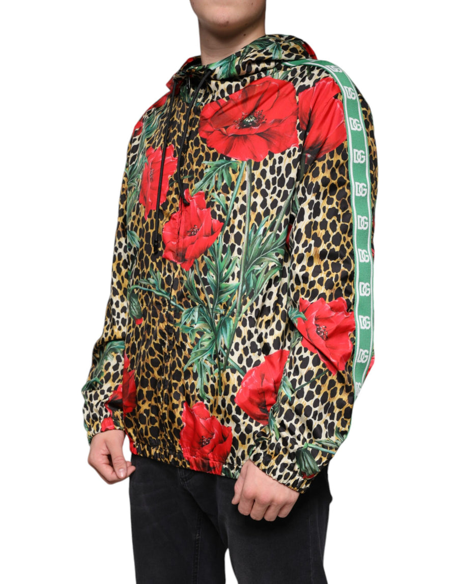 Dolce & Gabbana Multicolor Leopard Floral Hooded Jacket