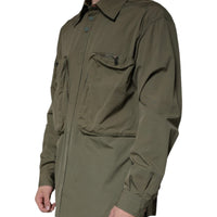 Dolce & Gabbana Military Green Cotton Bend Collared Coat Jacket