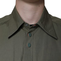 Dolce & Gabbana Military Green Cotton Bend Collared Coat Jacket