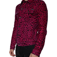 Dolce & Gabbana Fuchsia Leopard Button Down Collared Jacket