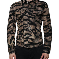 Dolce & Gabbana Brown Tiger Button Down Collared Jacket