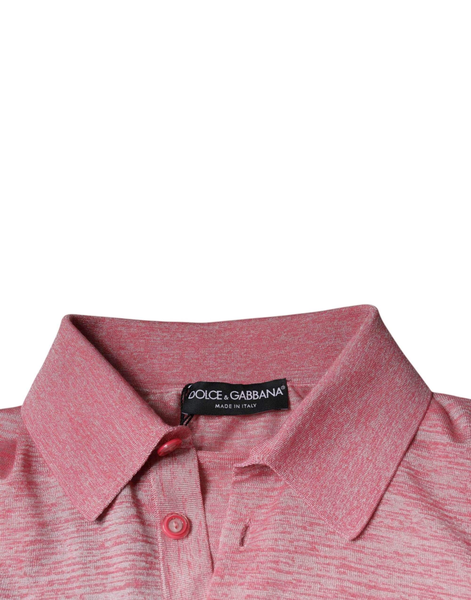 Dolce &amp; Gabbana Pink Polyester Long Sleeve Men Polo T-shirt