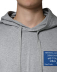 Dolce & Gabbana Gray Cotton Logo Hooded Sweatshirt Sweater