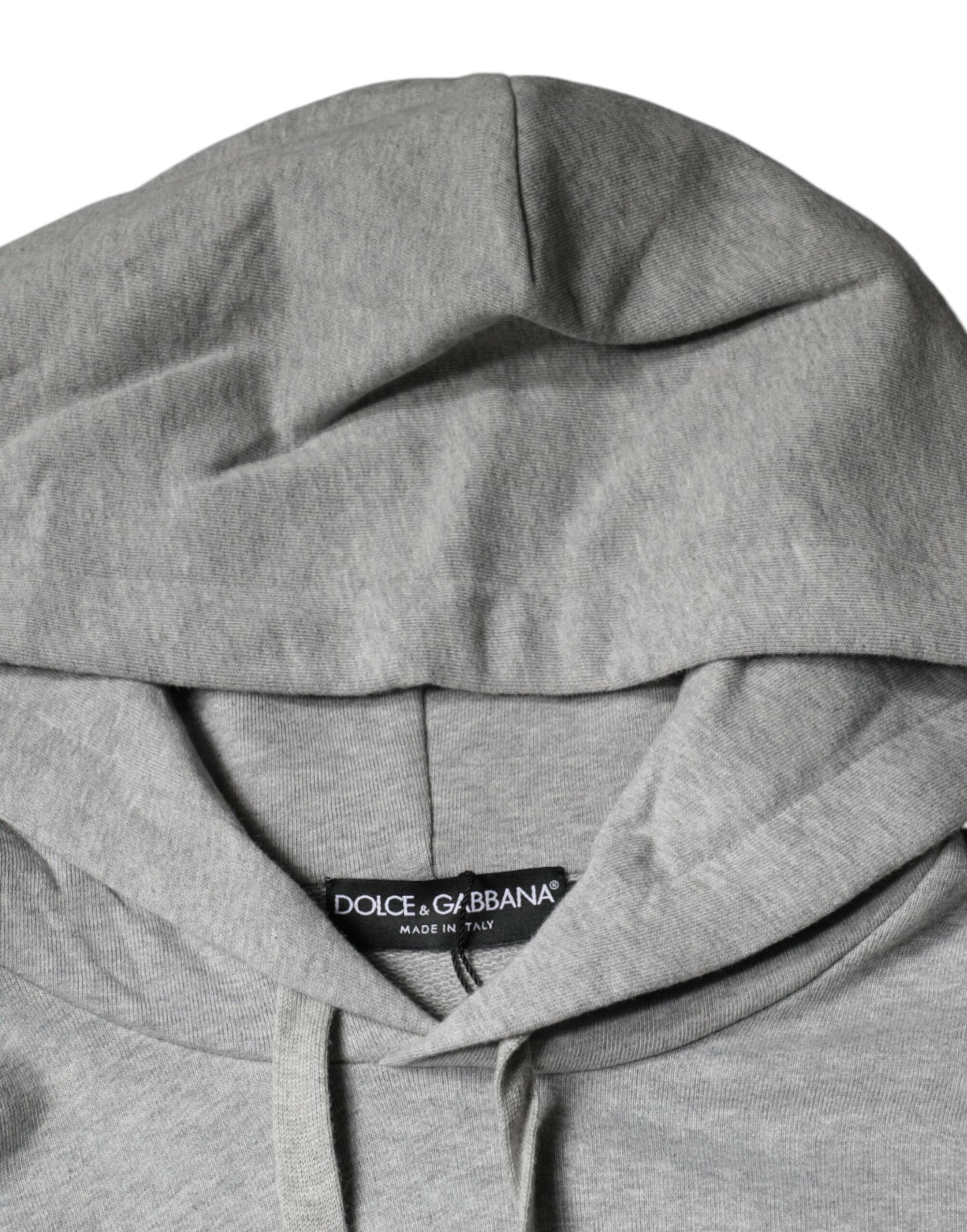 Dolce &amp; Gabbana Gray Cotton Logo Hooded Sweatshirt Sweater