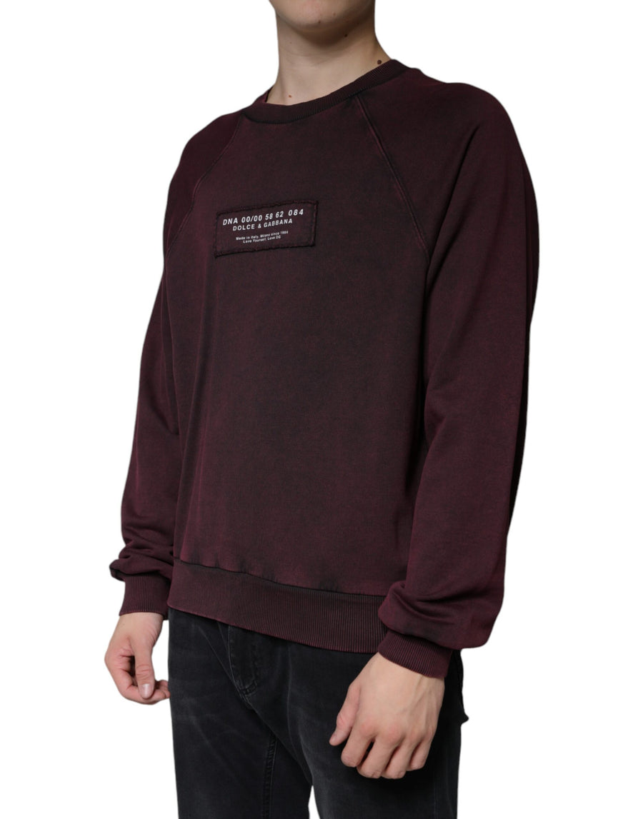 Dolce & Gabbana Maroon Logo Crew Neck Men Sweatshirt Sweater