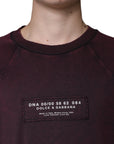 Dolce & Gabbana Maroon Logo Crew Neck Men Sweatshirt Sweater