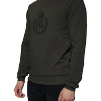 Dolce & Gabbana Army Green DG Crown Crew Neck Pullover Sweater