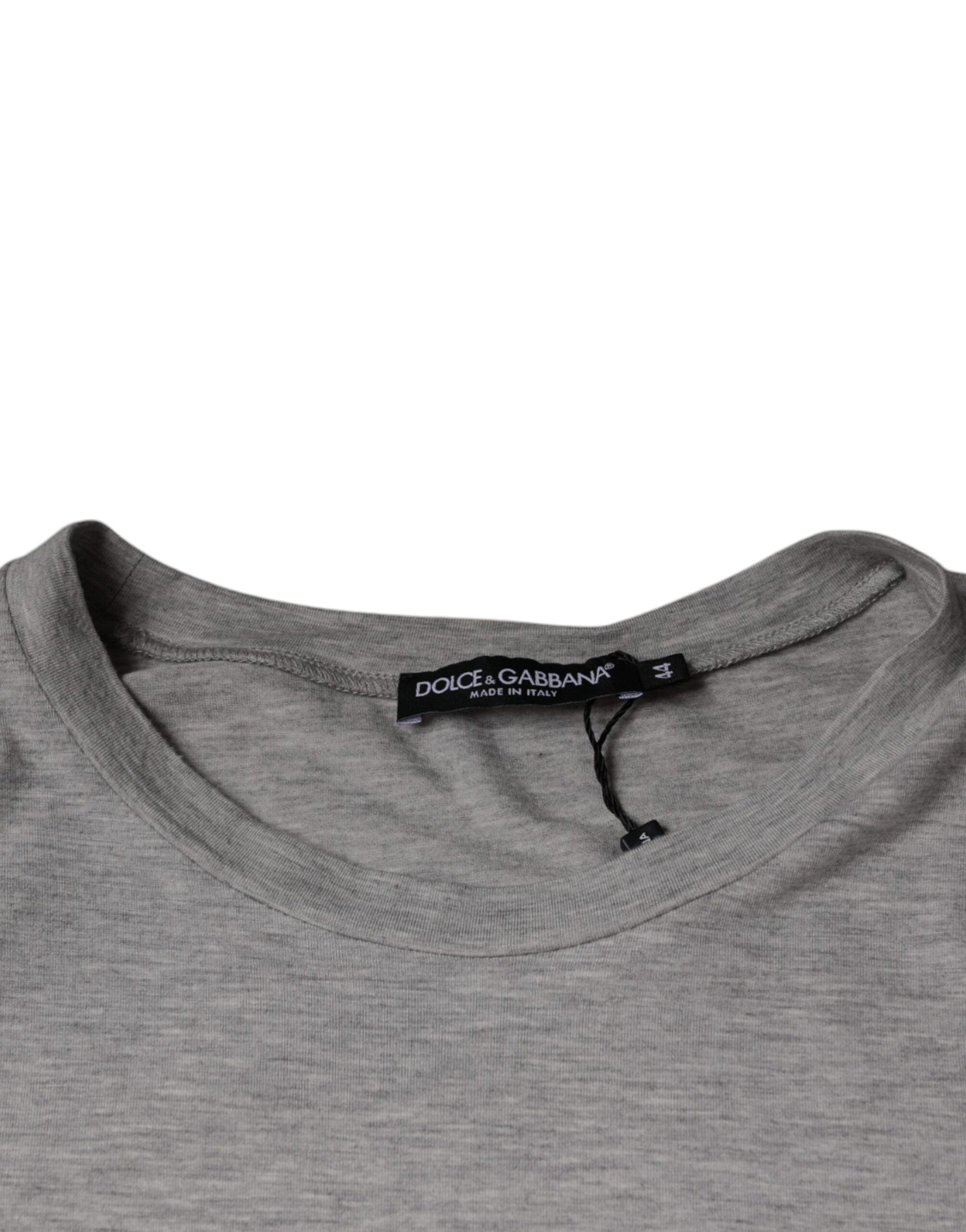Dolce &amp; Gabbana Gray Logo Print Crewneck Short Sleeve T-shirt
