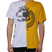 Dolce & Gabbana White Yellow Logo Print Short Sleeve T-shirt