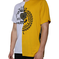 Dolce & Gabbana White Yellow Logo Print Short Sleeve T-shirt