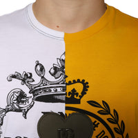 Dolce & Gabbana White Yellow Logo Print Short Sleeve T-shirt