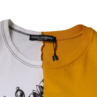 Dolce & Gabbana White Yellow Logo Print Short Sleeve T-shirt