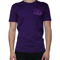 Dolce & Gabbana Purple DG Logo Cotton Crew Neck T-shirt