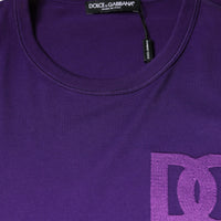 Dolce & Gabbana Purple DG Logo Cotton Crew Neck T-shirt