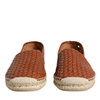 Dolce & Gabbana Maroon Woven Leather Men Espadrille Shoes