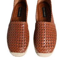 Dolce & Gabbana Maroon Woven Leather Men Espadrille Shoes