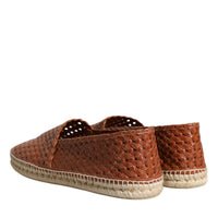 Dolce & Gabbana Maroon Woven Leather Men Espadrille Shoes