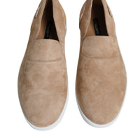 Dolce & Gabbana Beige Suede Caiman Loafers Slippers Shoes